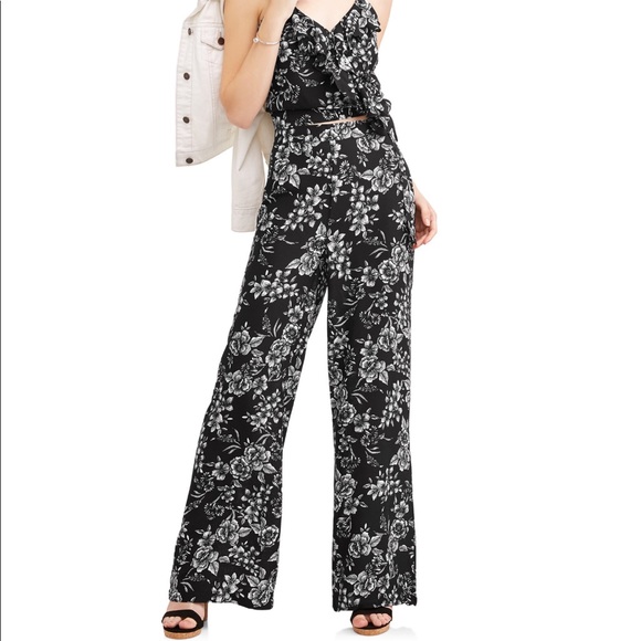 Unknown Other - ⎈ floral printed ruffle wrap top & culottes set